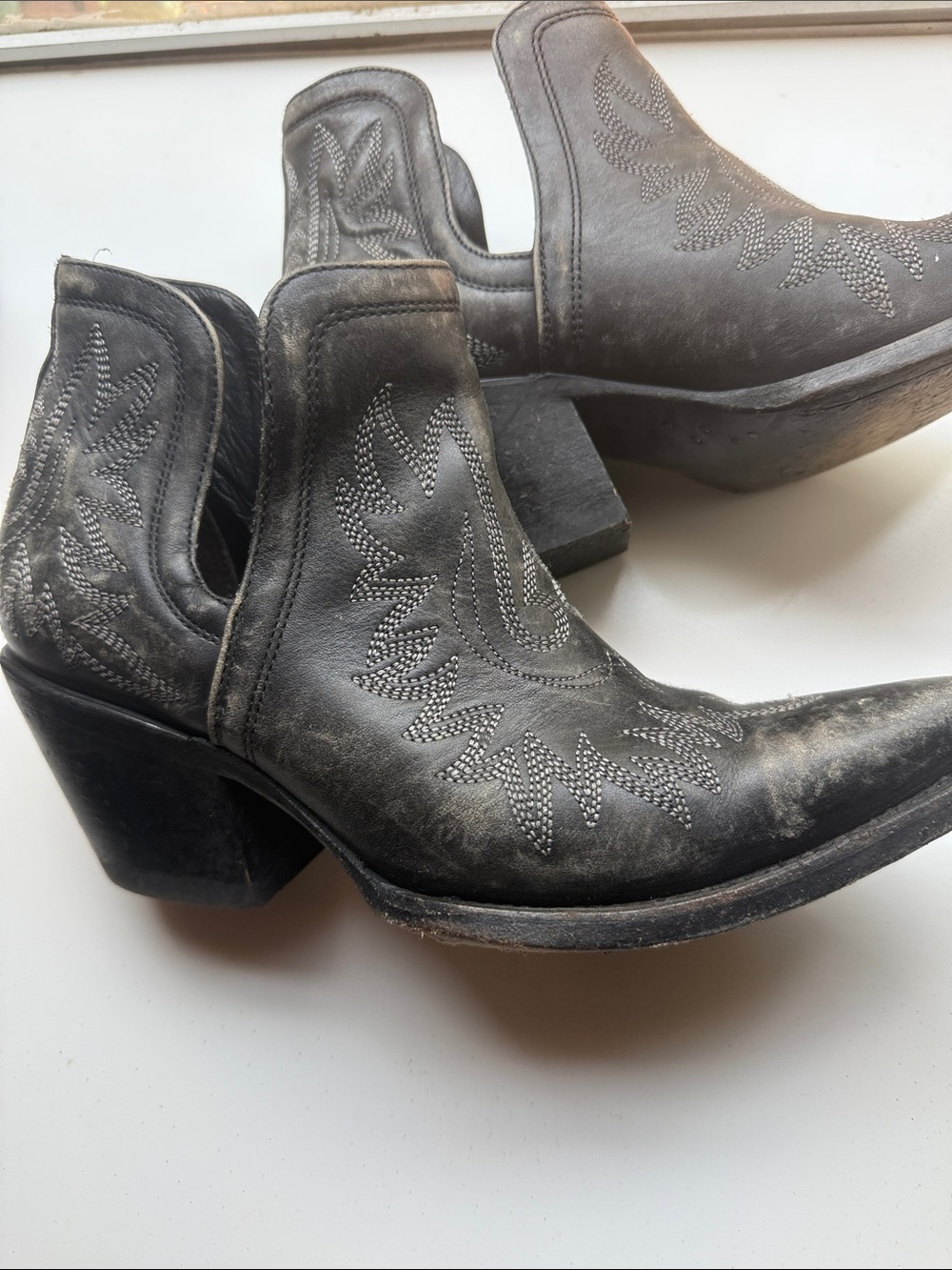 Ariat Black Western Ankle Boots with Embroidered Detail